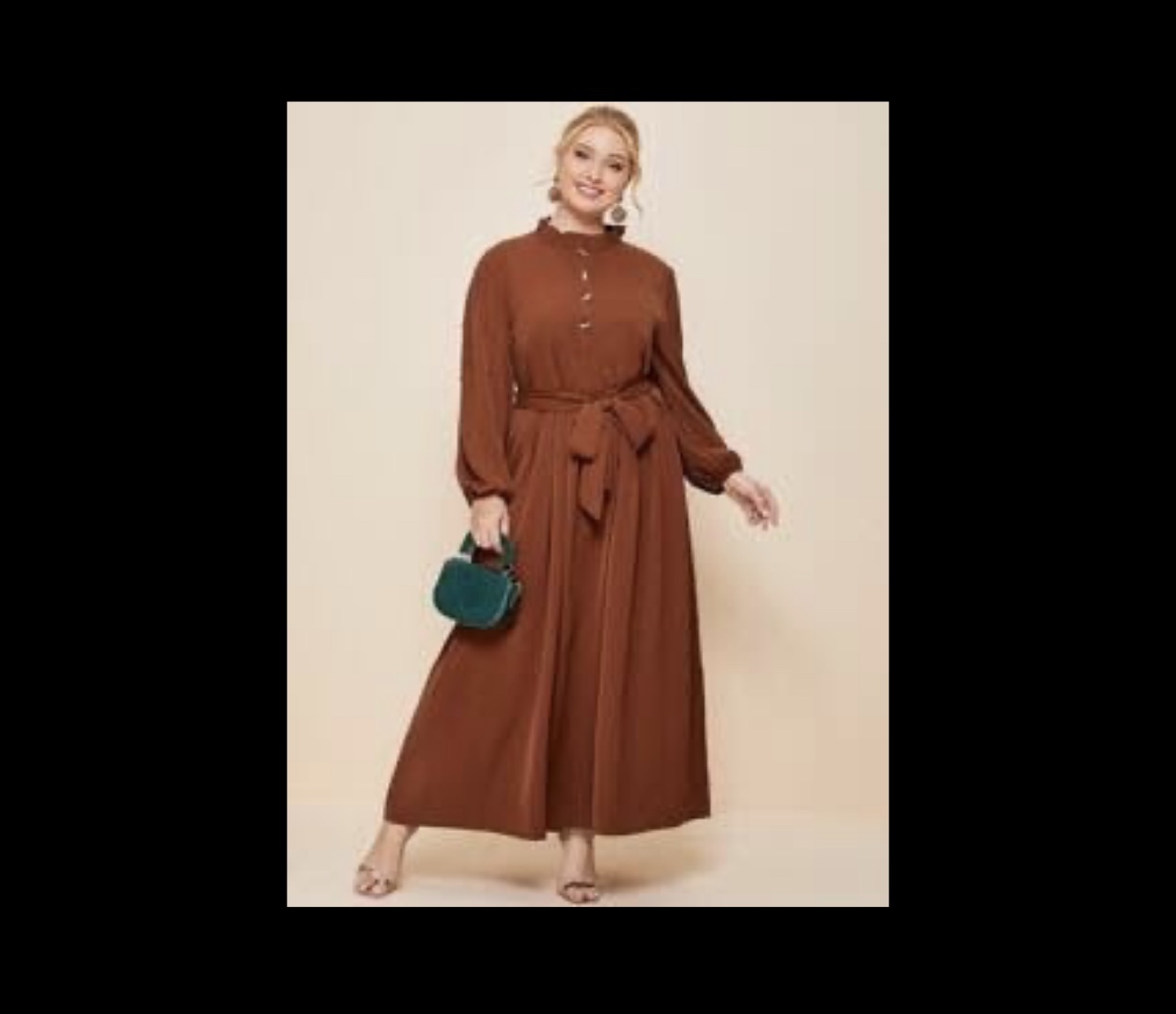 Brown Maxi Dress with Belt