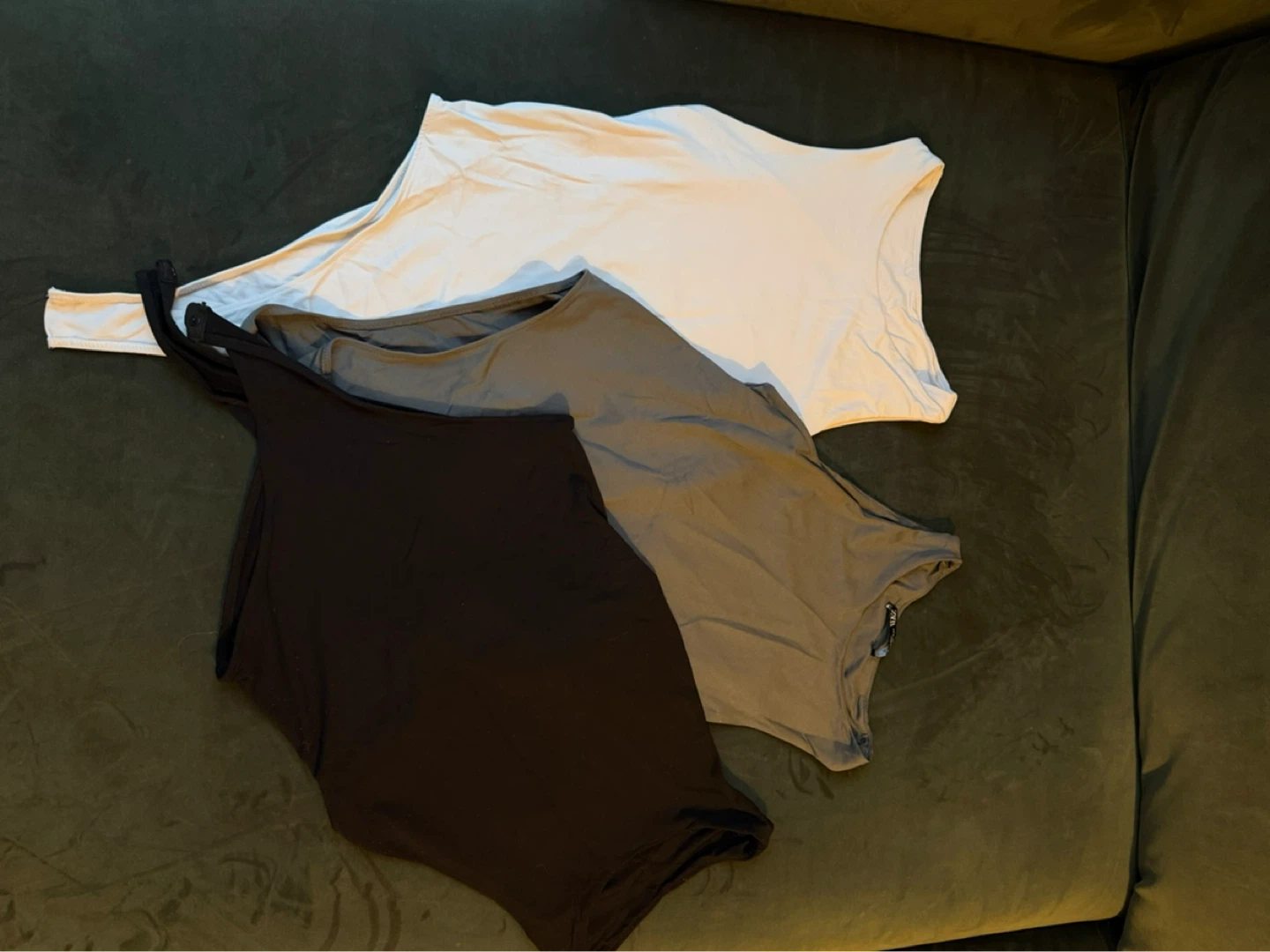 Pack of 3 One-Shoulder Bodysuits (Black, Grey, White) - photo 2