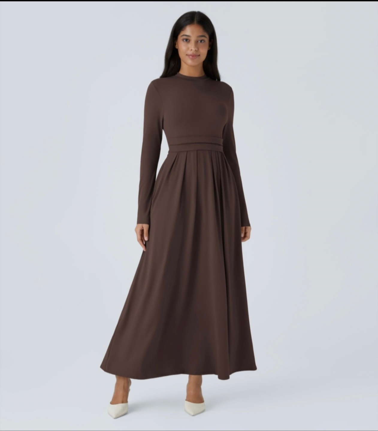 Brown Long Sleeve Maxi Dress