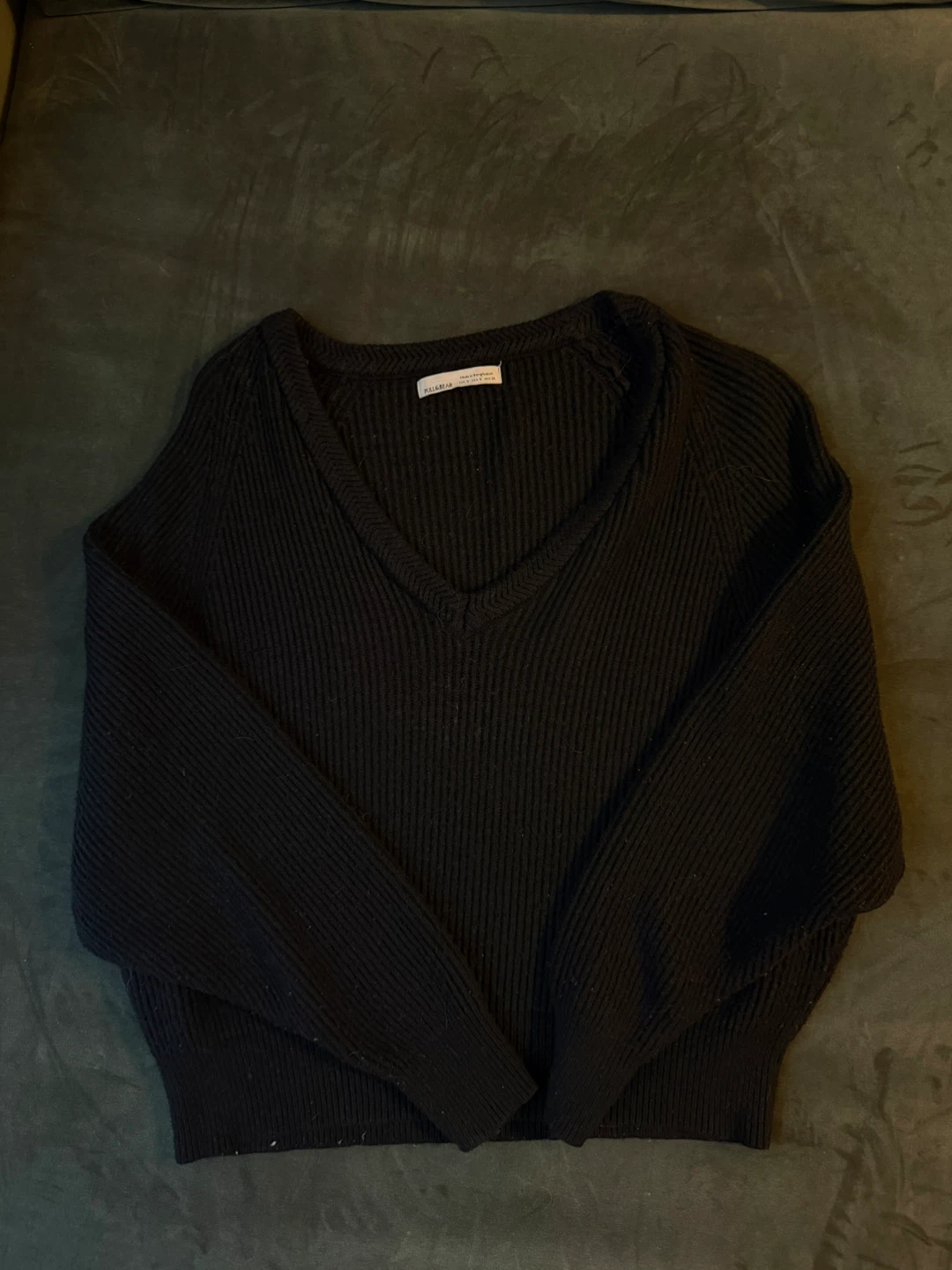 Pull & Bear Black V-Neck Ribbed Sweater