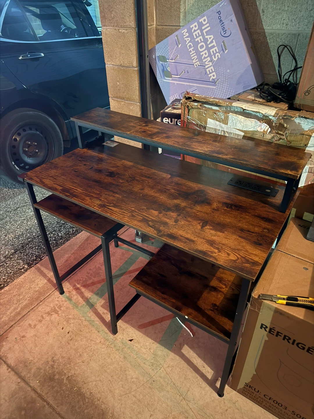 Wooden Desk with Shelves