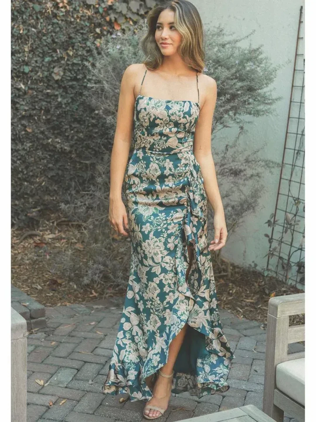 Floral Maxi Dress with Criss-Cross Back