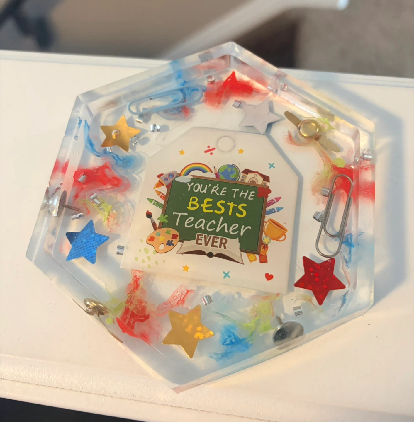 🍎 Handmade Epoxy Coasters – Perfect Teacher Gift! 🍎