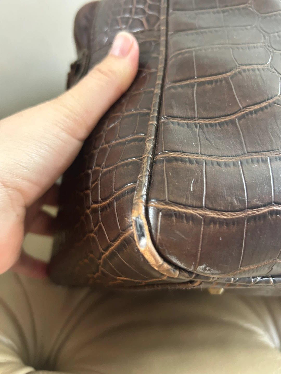 Billabong Brown Crocodile-Embossed Handbag - photo 5