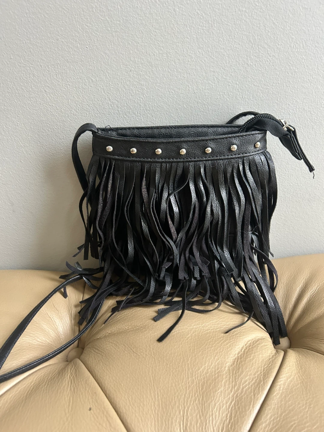 Black Fringed Crossbody Bag