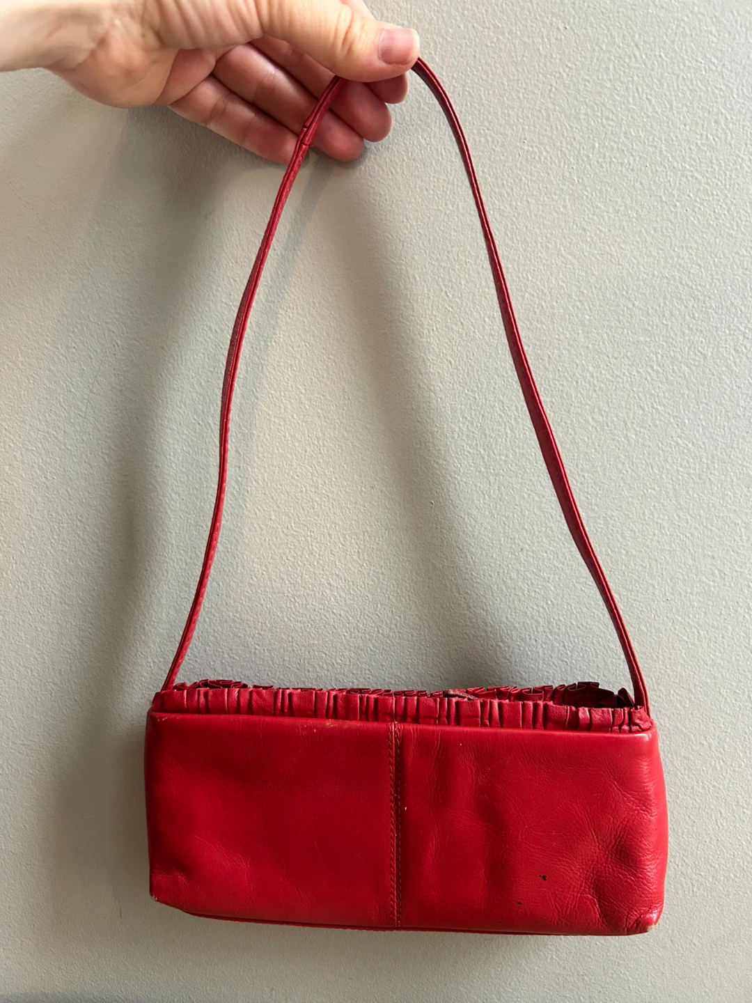 Red mini baguette Leather Purse