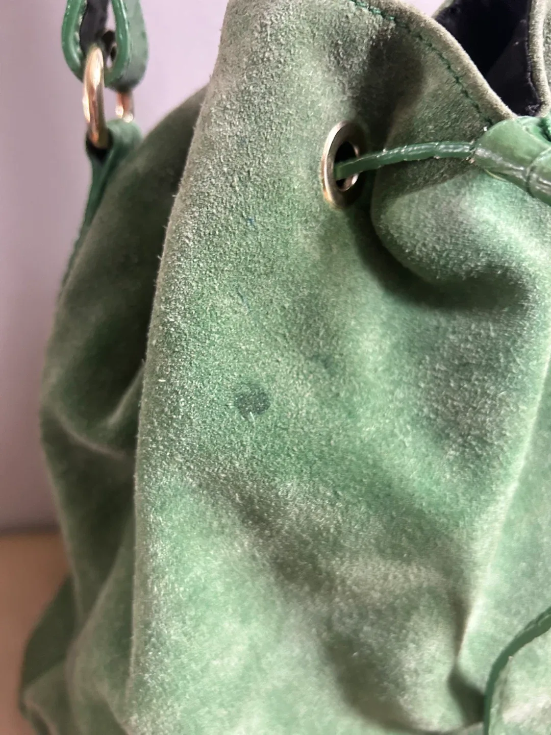 Green leather Bucket Bag - photo 2