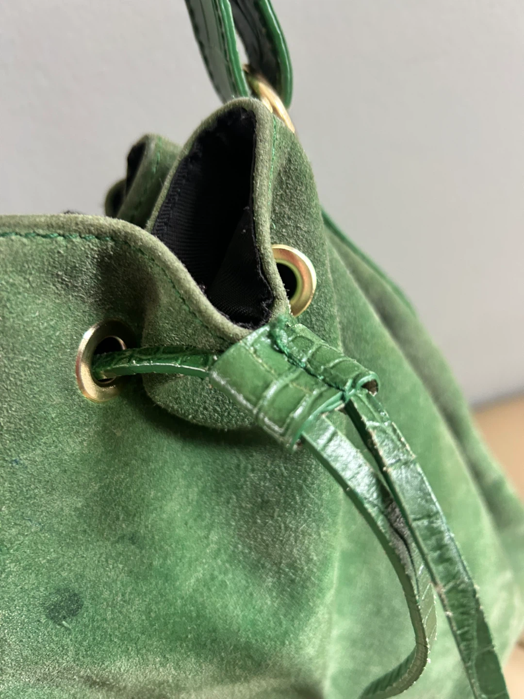 Green leather Bucket Bag - photo 3