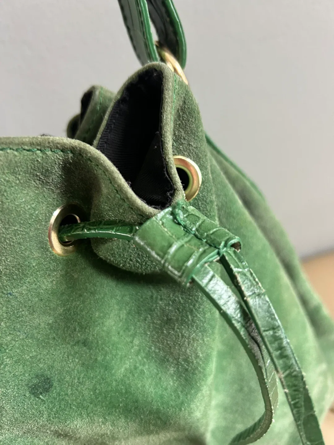 Green leather Bucket Bag - photo 3