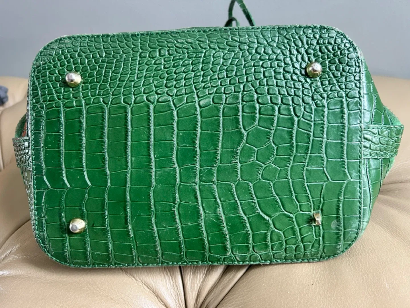 Green leather Bucket Bag - photo 4