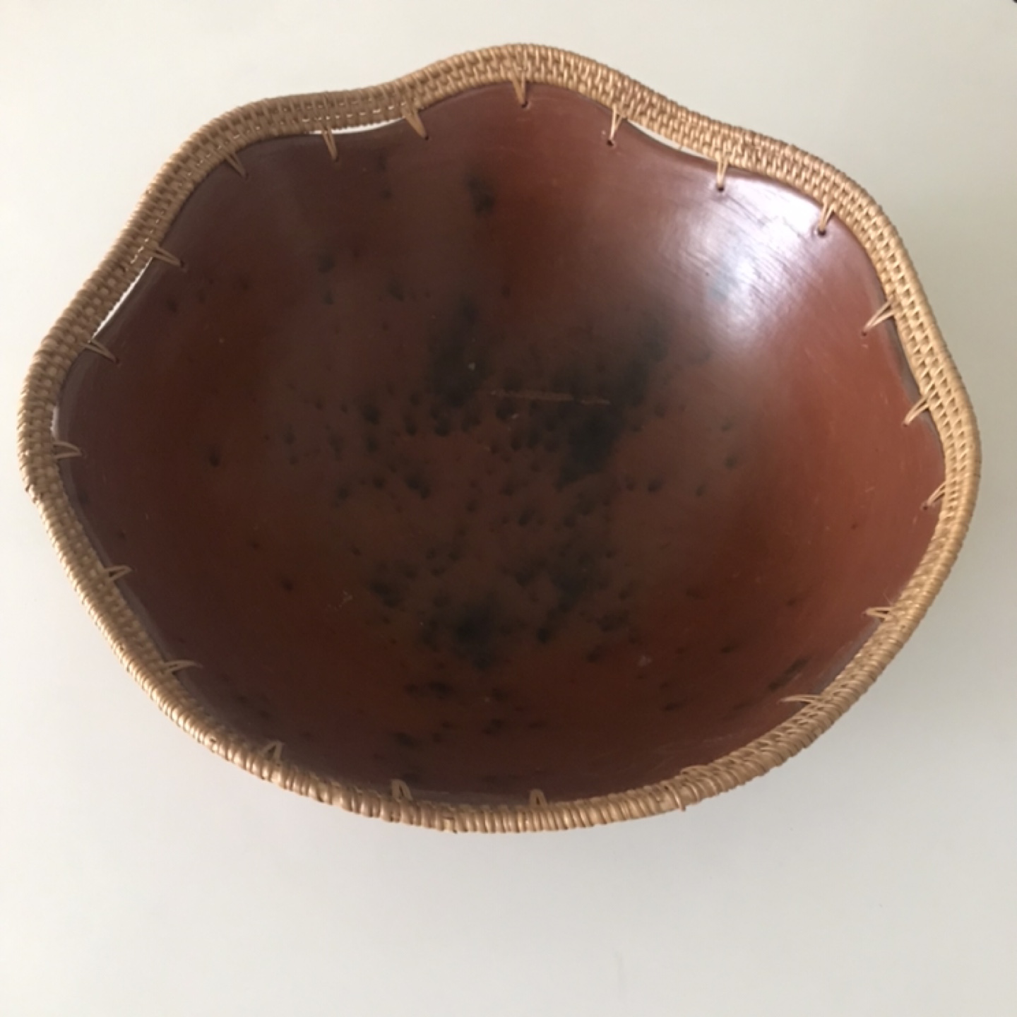 Beautiful Large African Ceramic Woven Bowl - photo 2
