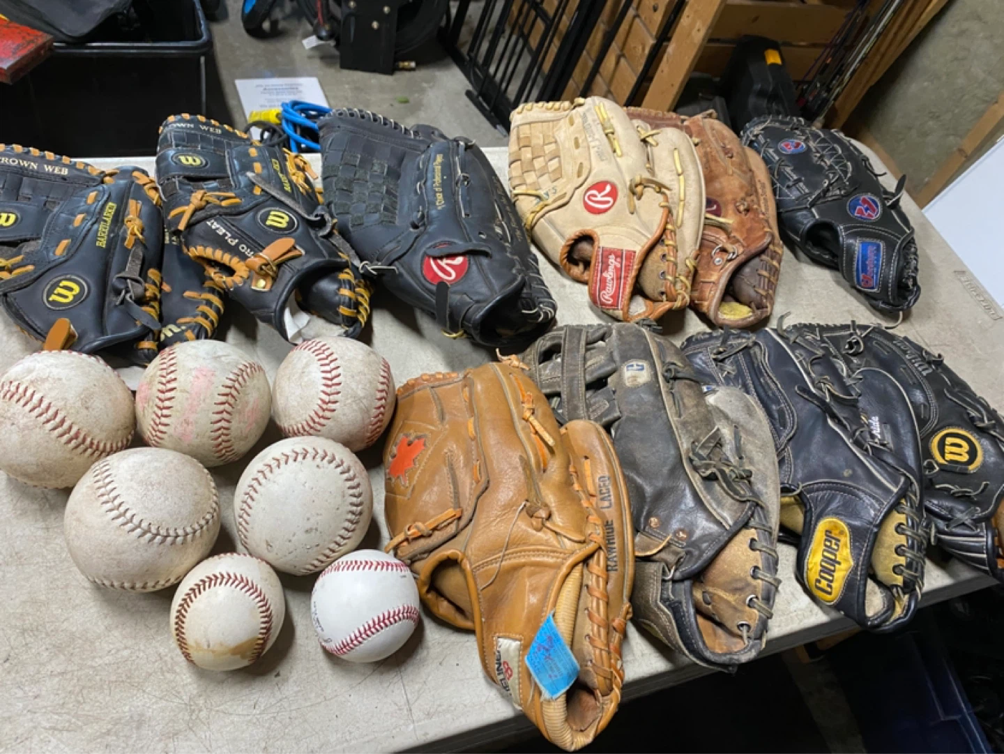 Baseball gloves with balls