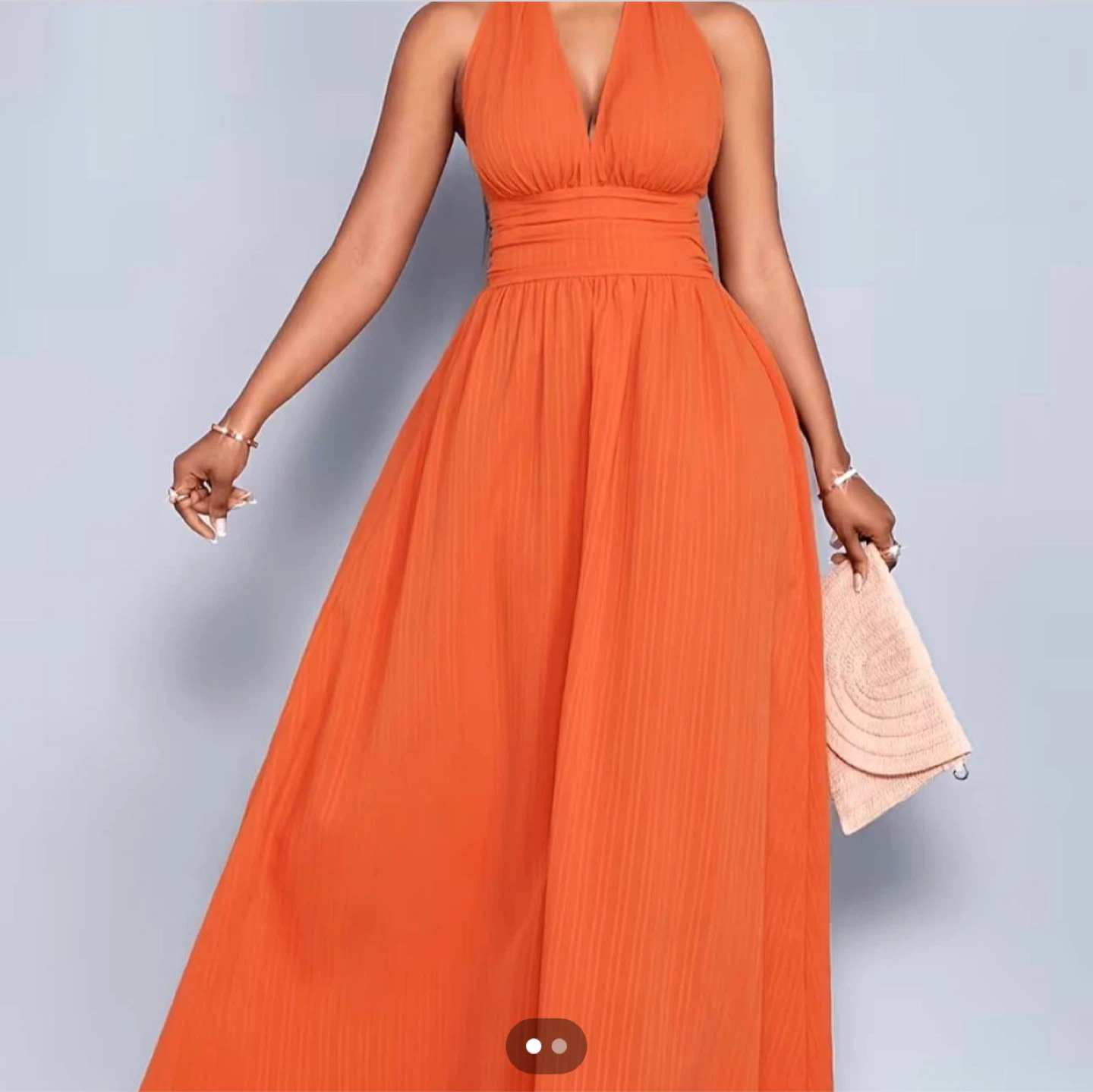 Orange Halter Maxi Dress. Size medium