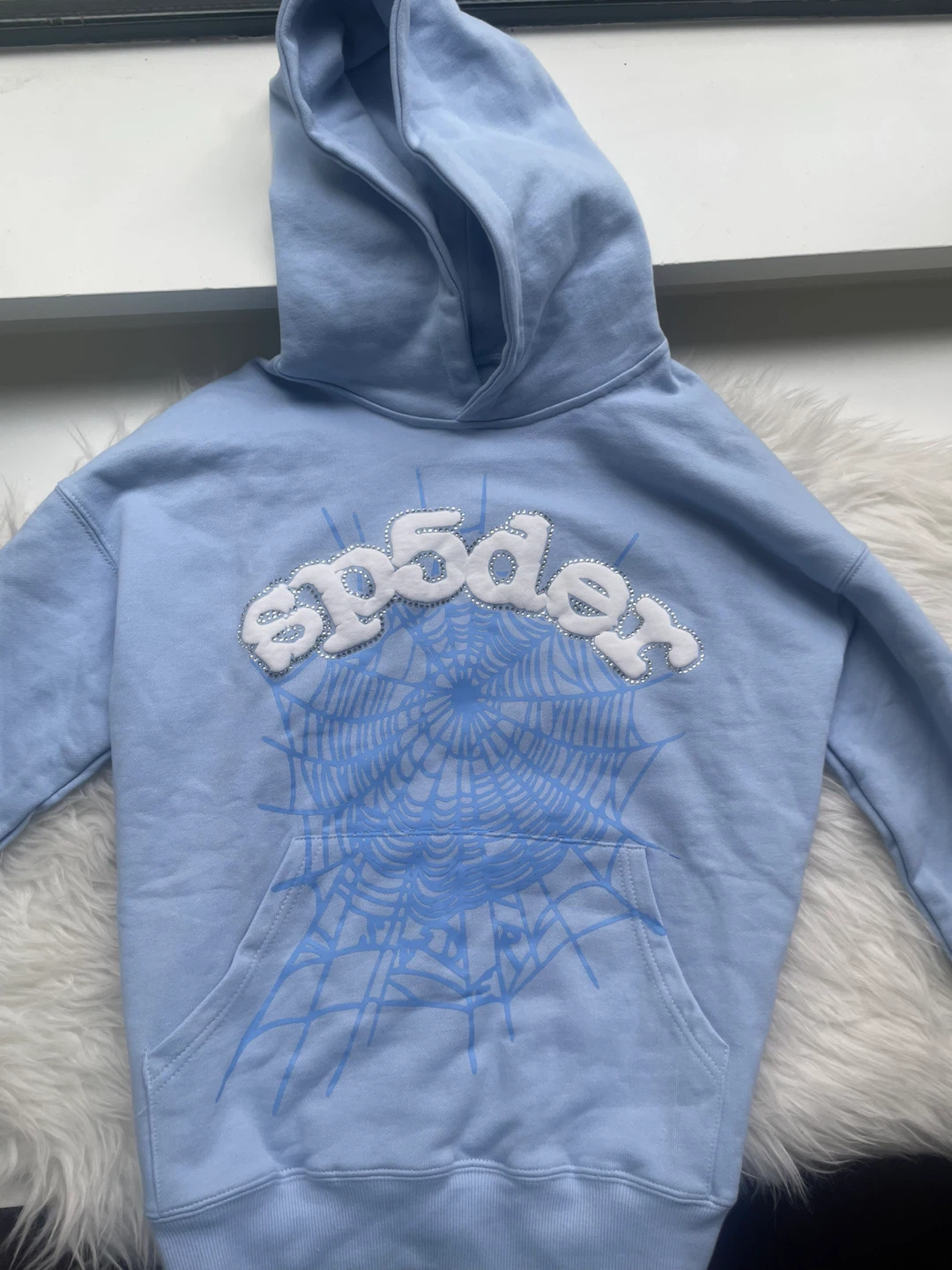 Spider hoodie light blue size S - photo 2