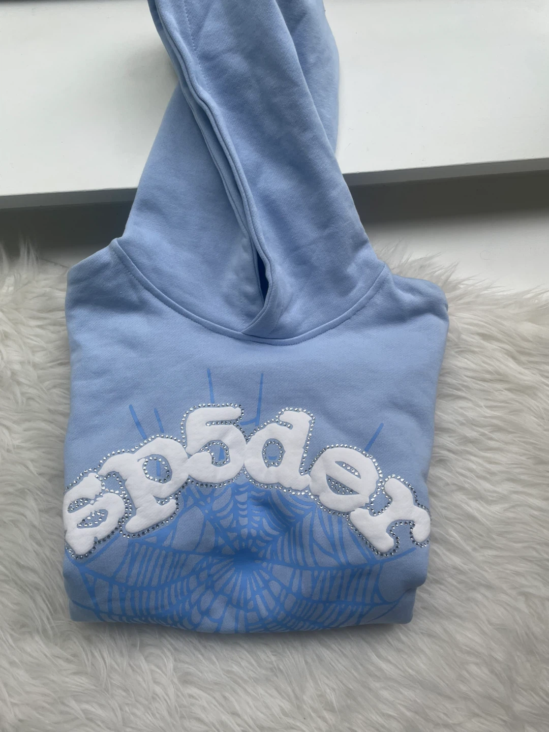 Spider hoodie light blue size S