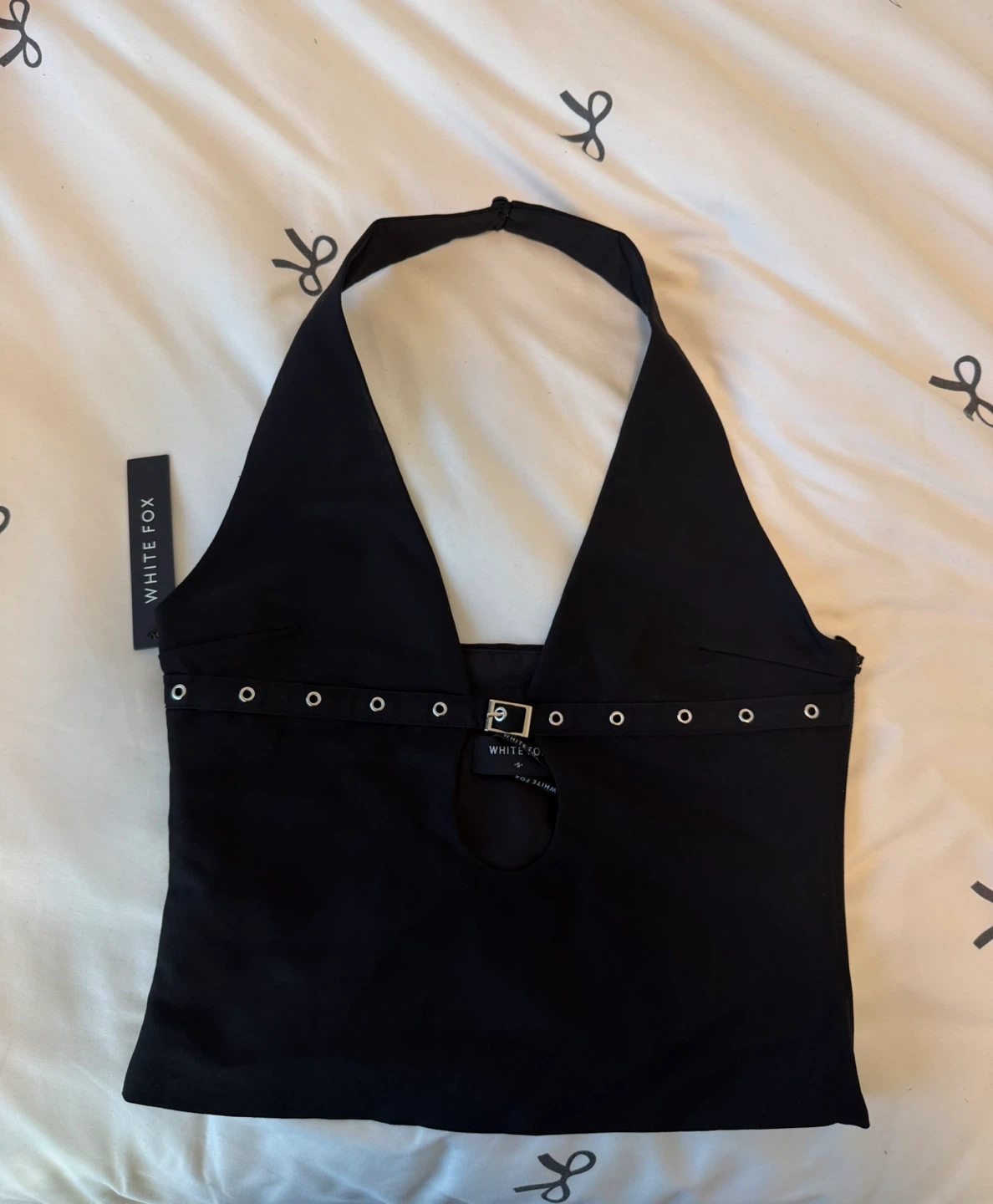 White Fox Black Firestorm Halter Top with Buckle Detail - Size S - photo 5