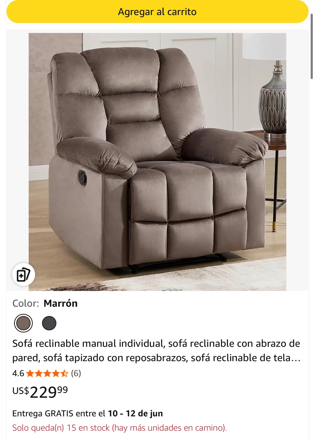 Brown Recliner Chair with Metal Frame