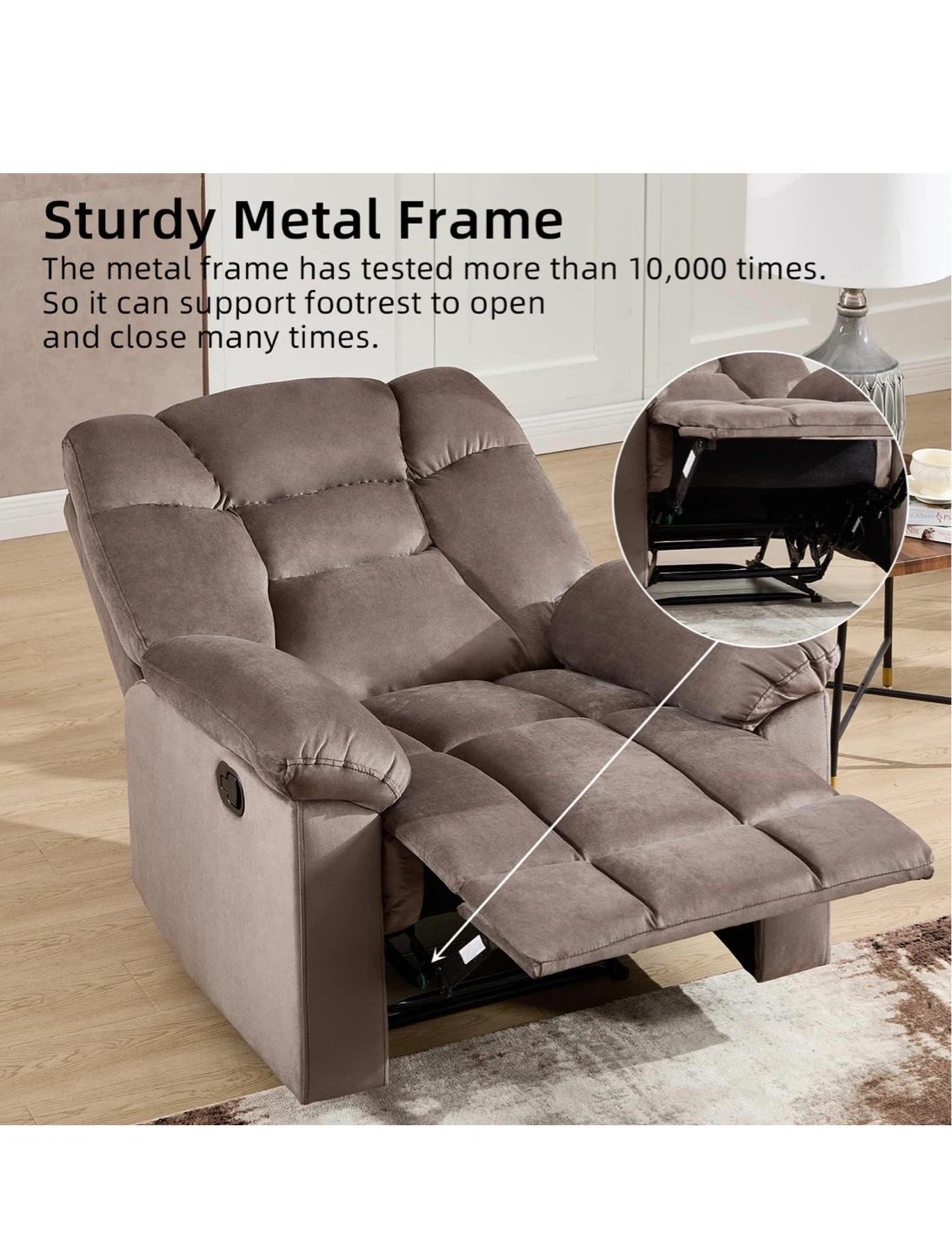 Brown Recliner Chair with Metal Frame - photo 2