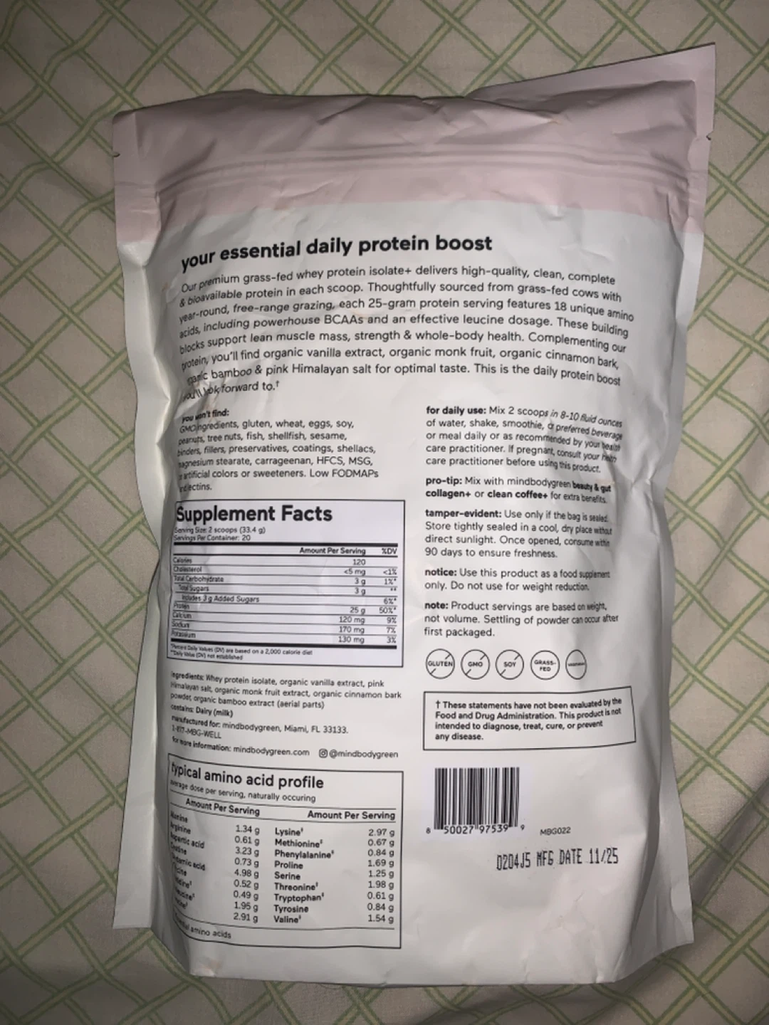 mindbodygreen Grass-Fed Whey Protein Isolate+ Vanilla - photo 2