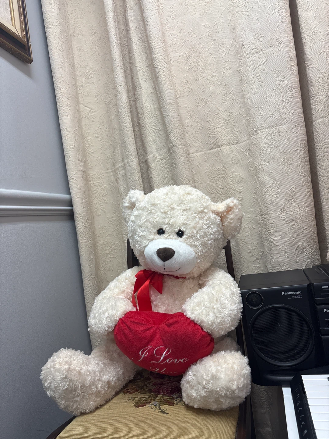 Cream Teddy Bear with "I Love You" Heart