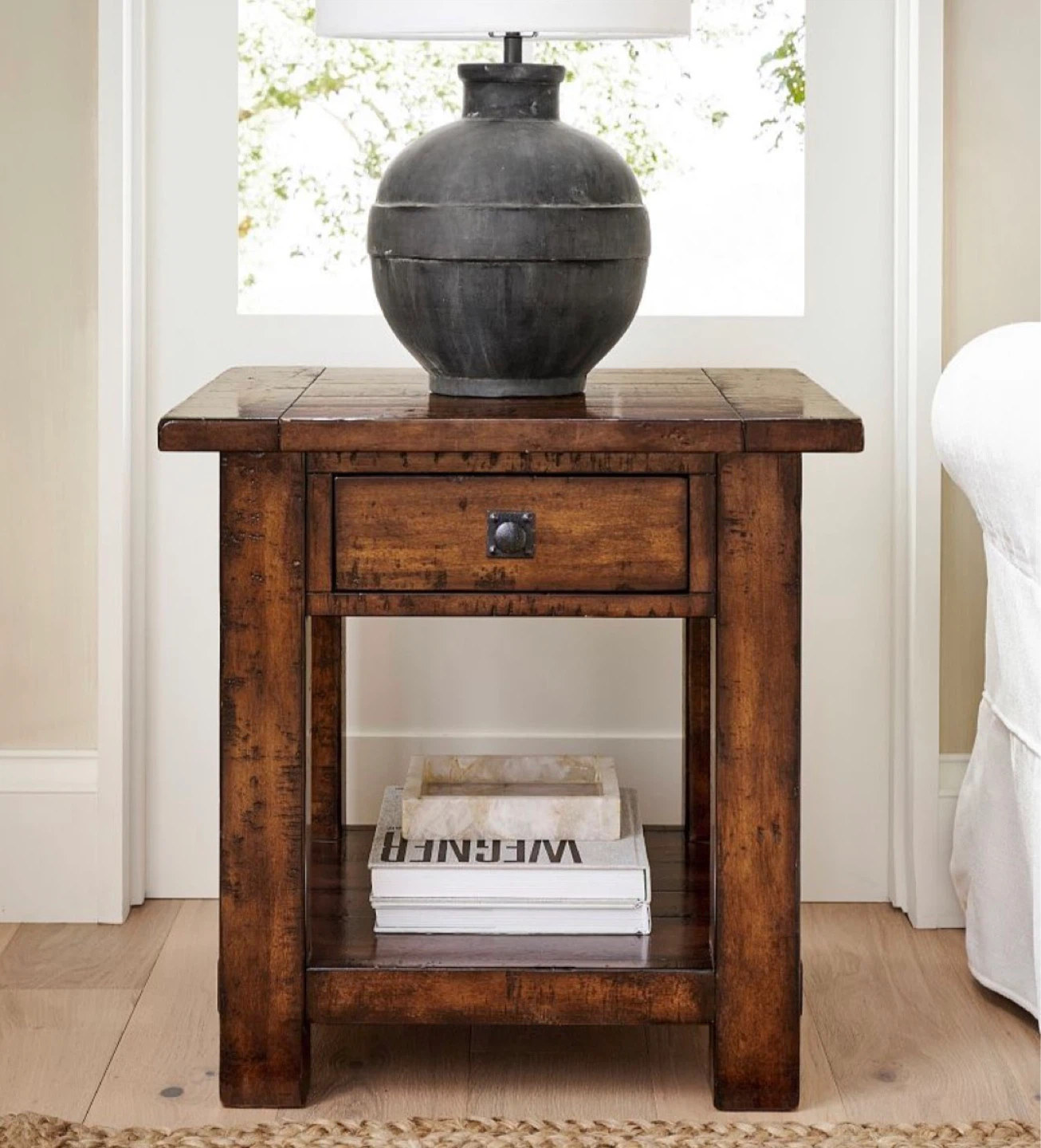 Pottery Barn Wood End Table – Rustic Walnut - photo 2