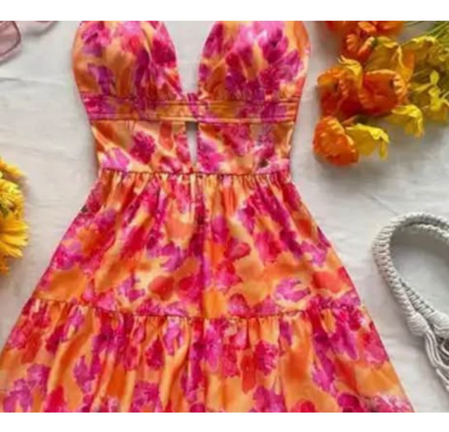 Floral Print Halter Dress. Size small