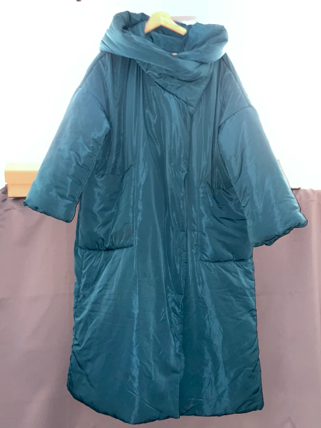 Teal Puffer Coat with Hood