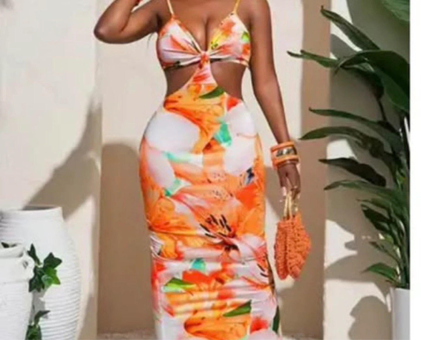 Floral Print Maxi Dress with cutouts. Size large