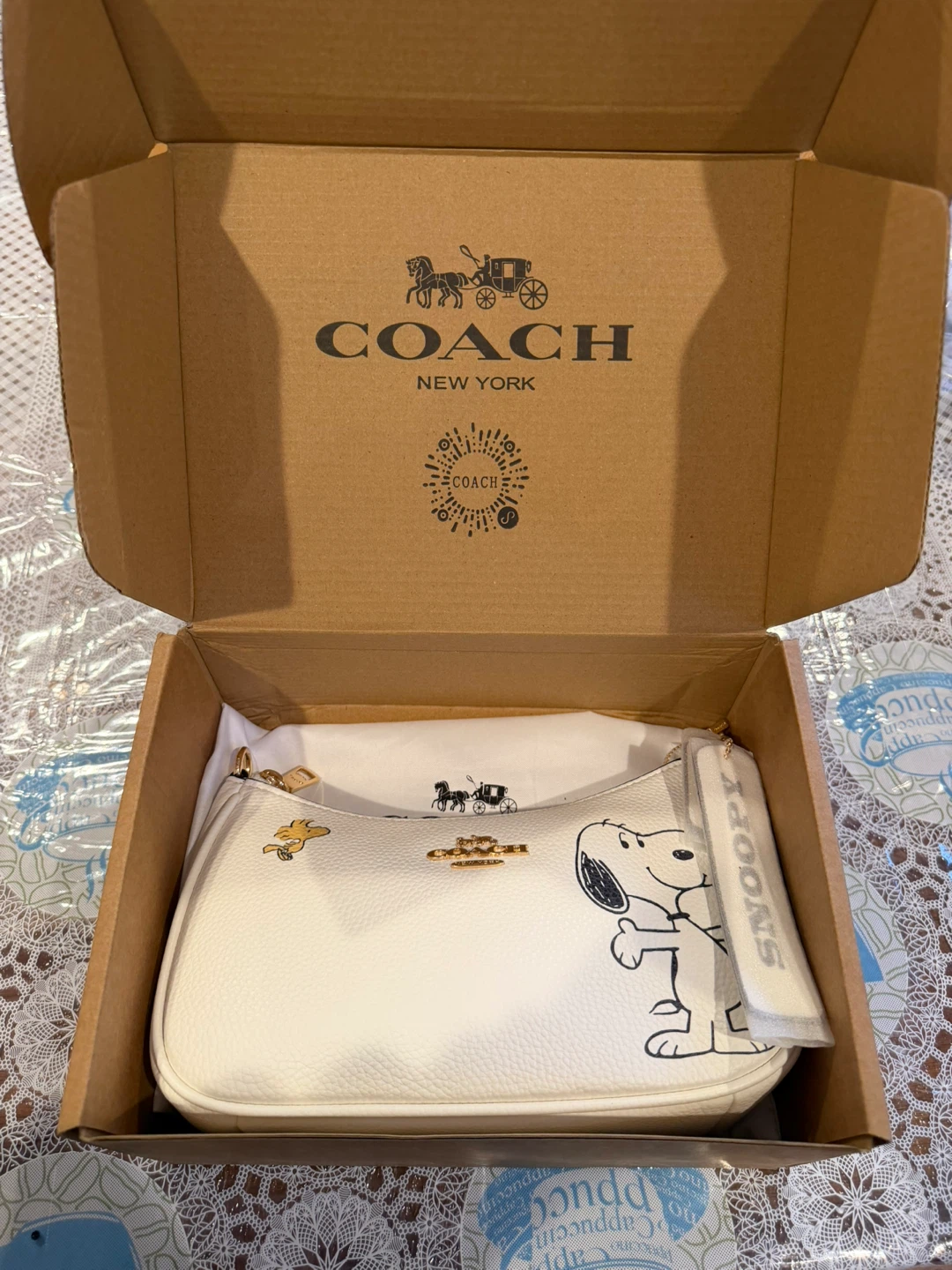 Coach x Peanuts Snoopy Crossbody Bag White Leather