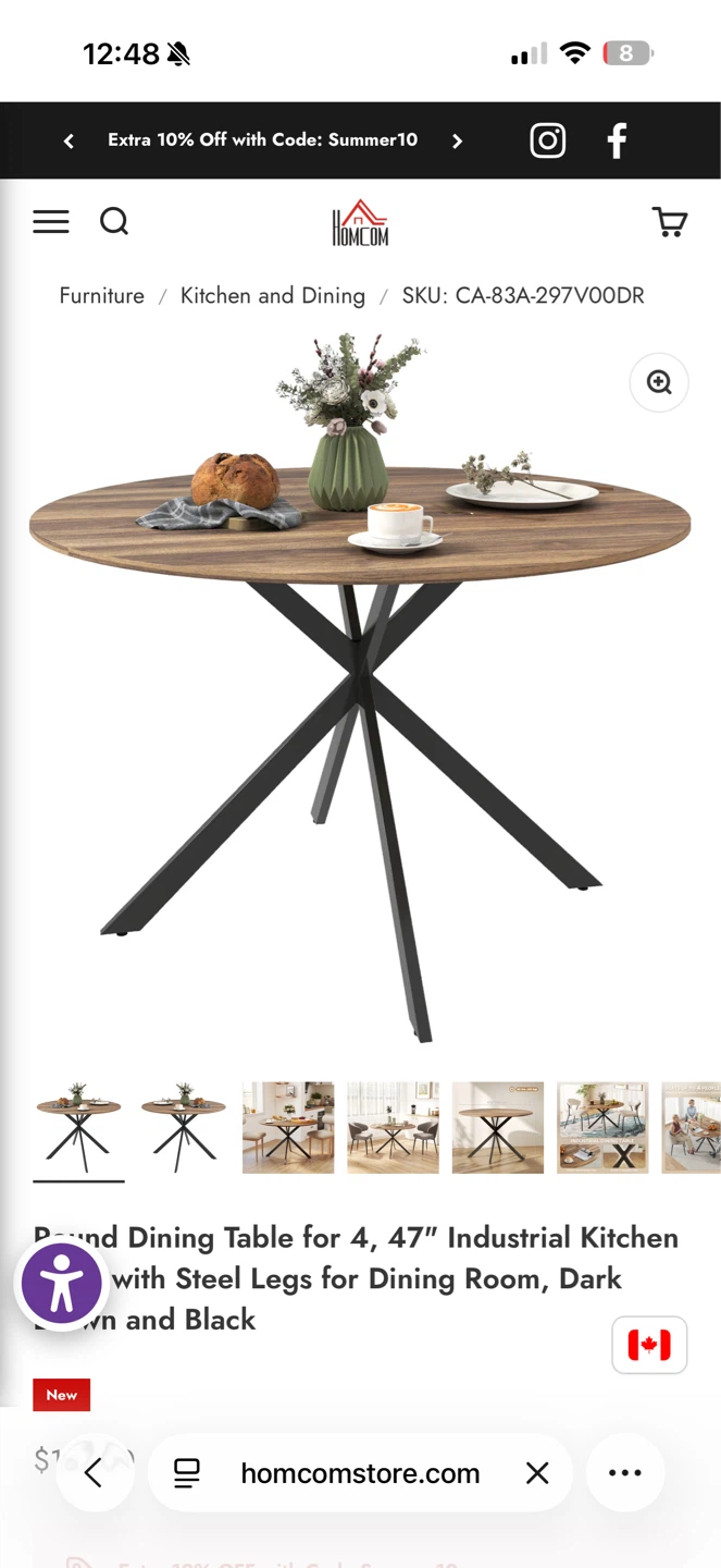 Homcom 47" Round Industrial Dining Table - photo 2