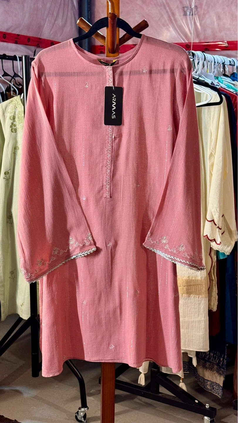 Armas Pink Embroidered Kurti and Pants Set