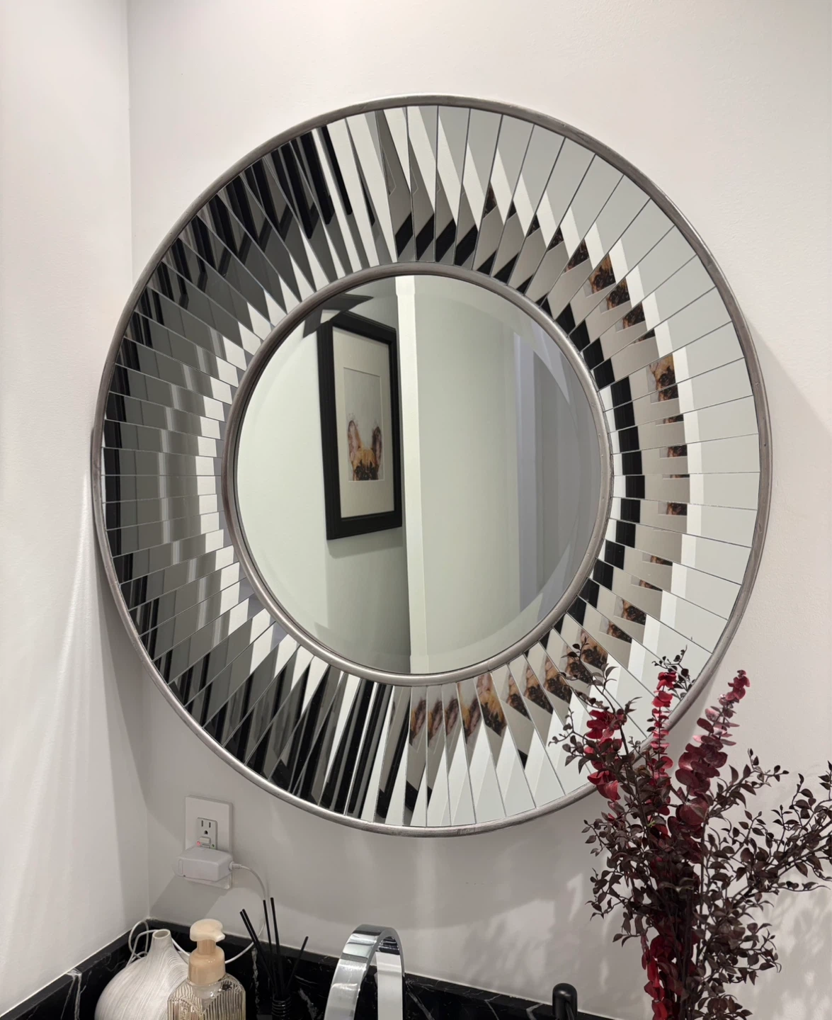 Round Beveled Mirror