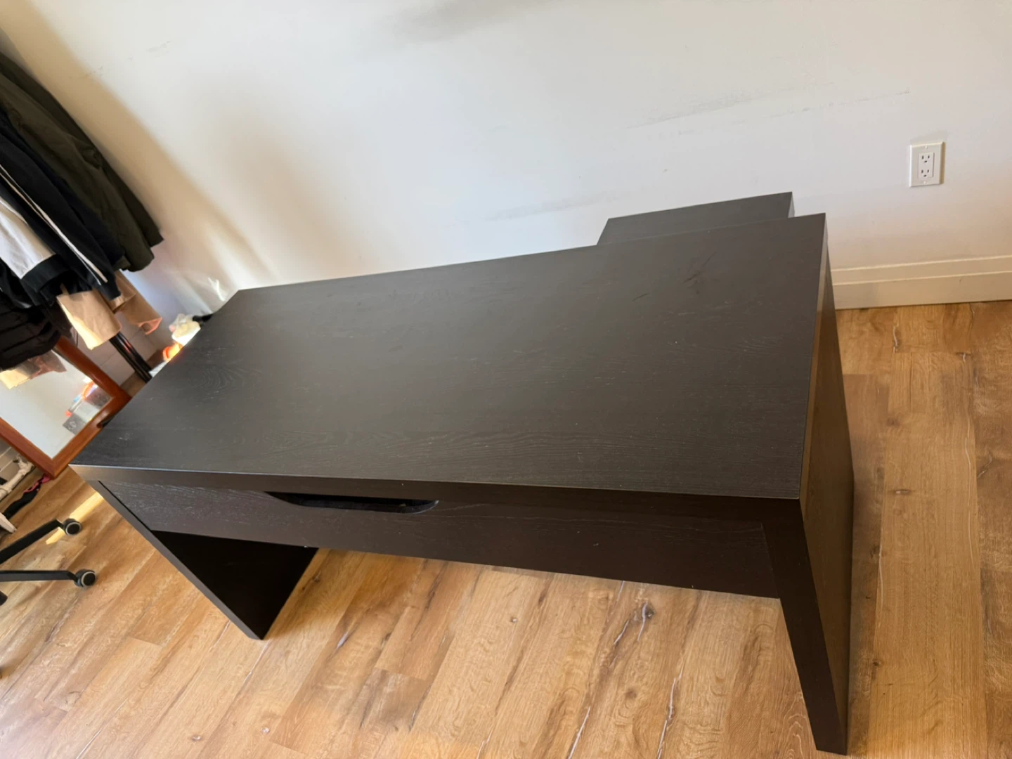 Dark Wood Desk with Drawer - photo 4