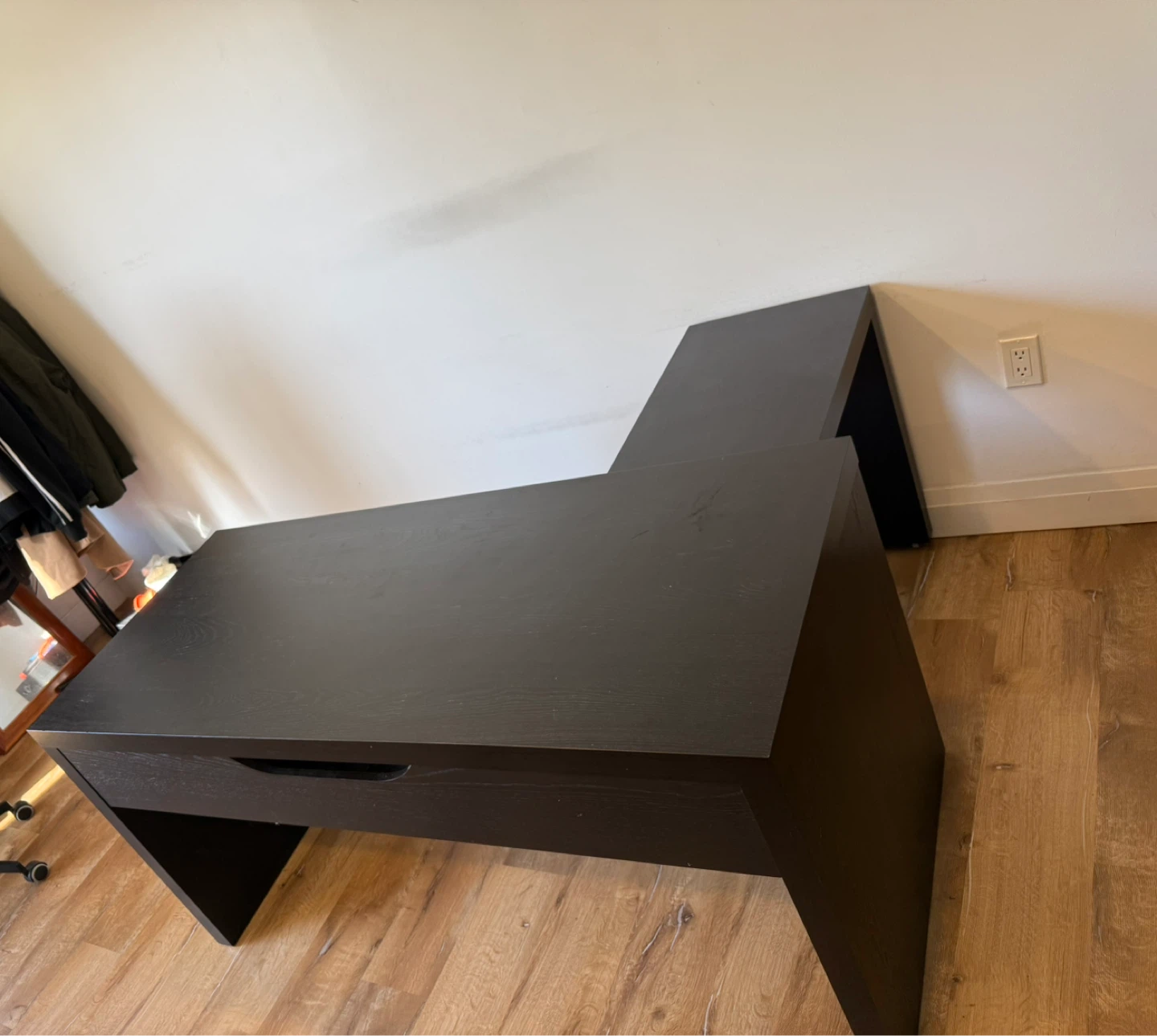 Dark Wood Desk with Drawer - photo 3