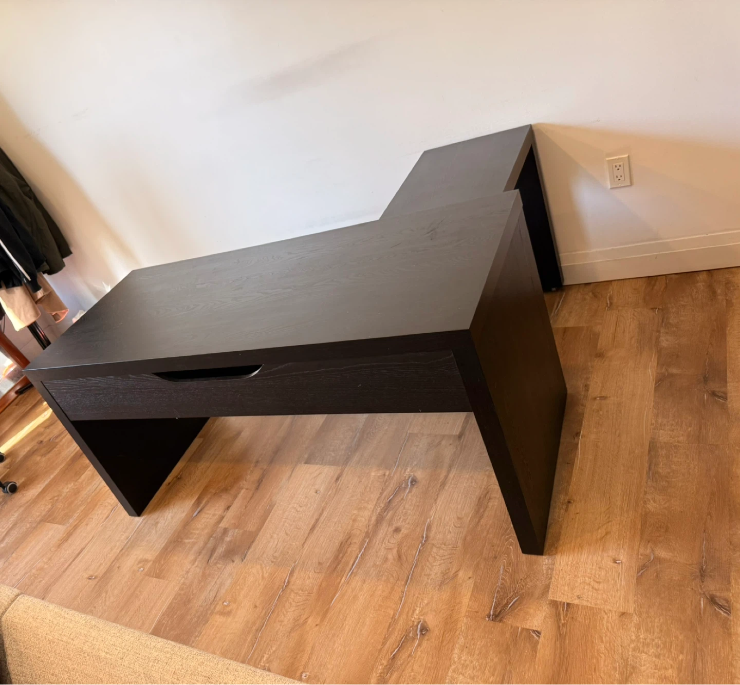 Dark Wood Desk with Drawer - photo 2