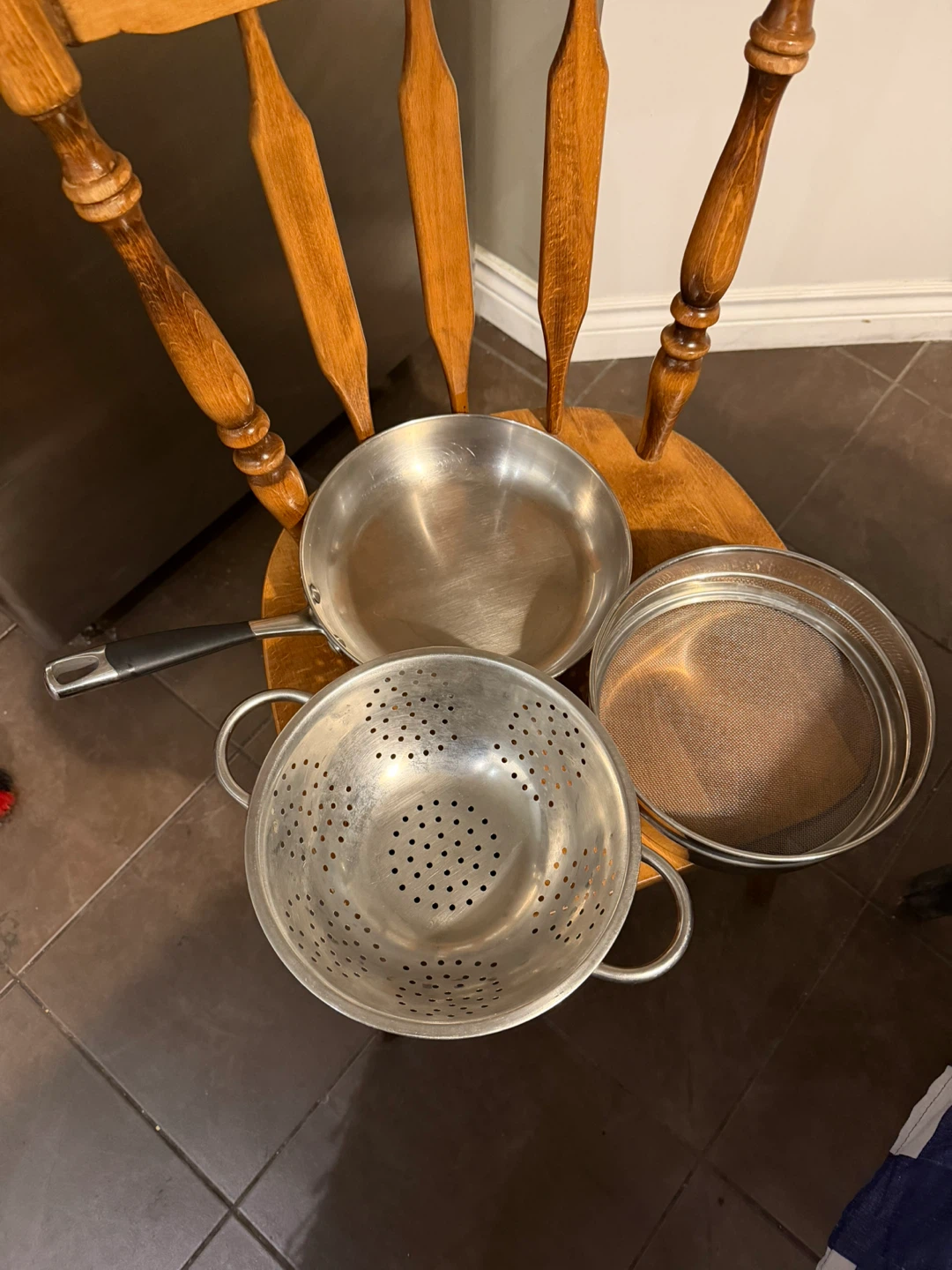 Stainless Steel Colander, Sieve, and Frying Pan - photo 3
