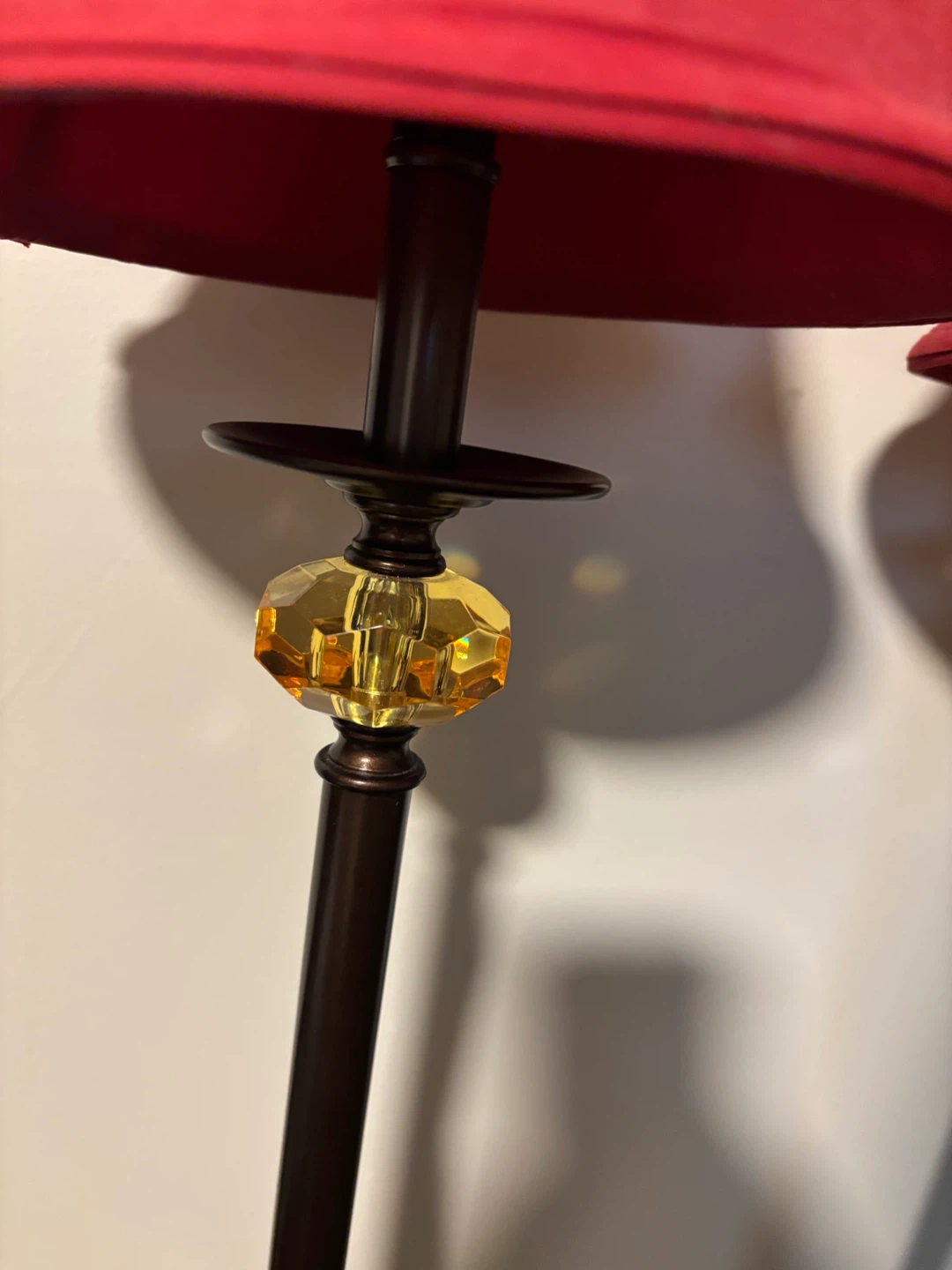 Pair of Red Accent Table Lamps with Crystal Detail - photo 2