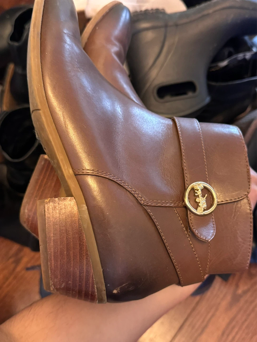 COACH Brown Leather Ankle Boots Size 9.5 - photo 2