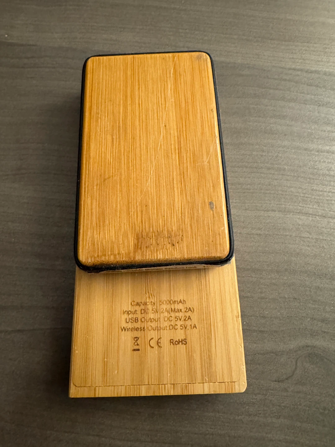 2x 5000mAh Portable Charger - Bamboo Wood Design