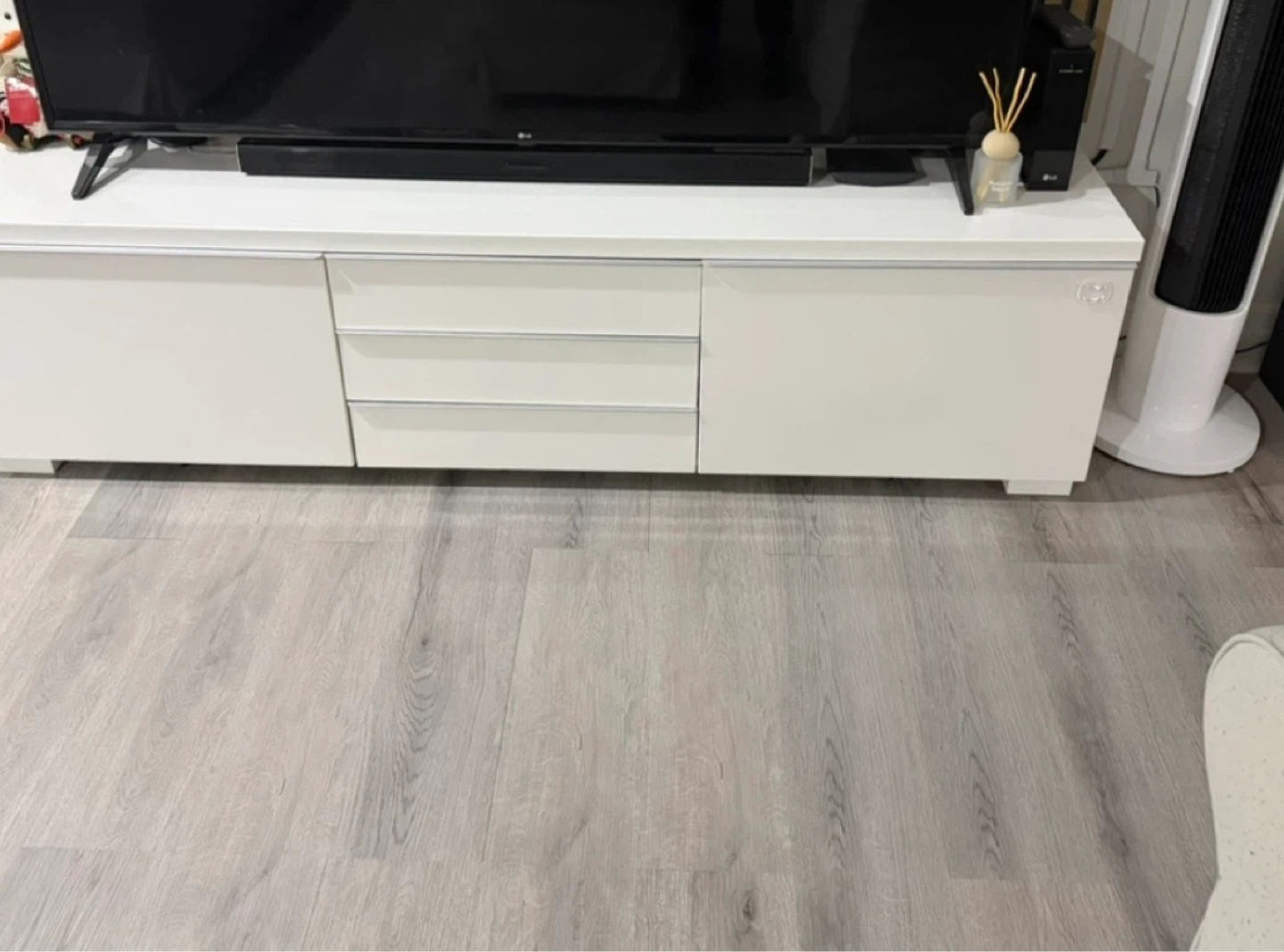 White TV Stand with Drawers