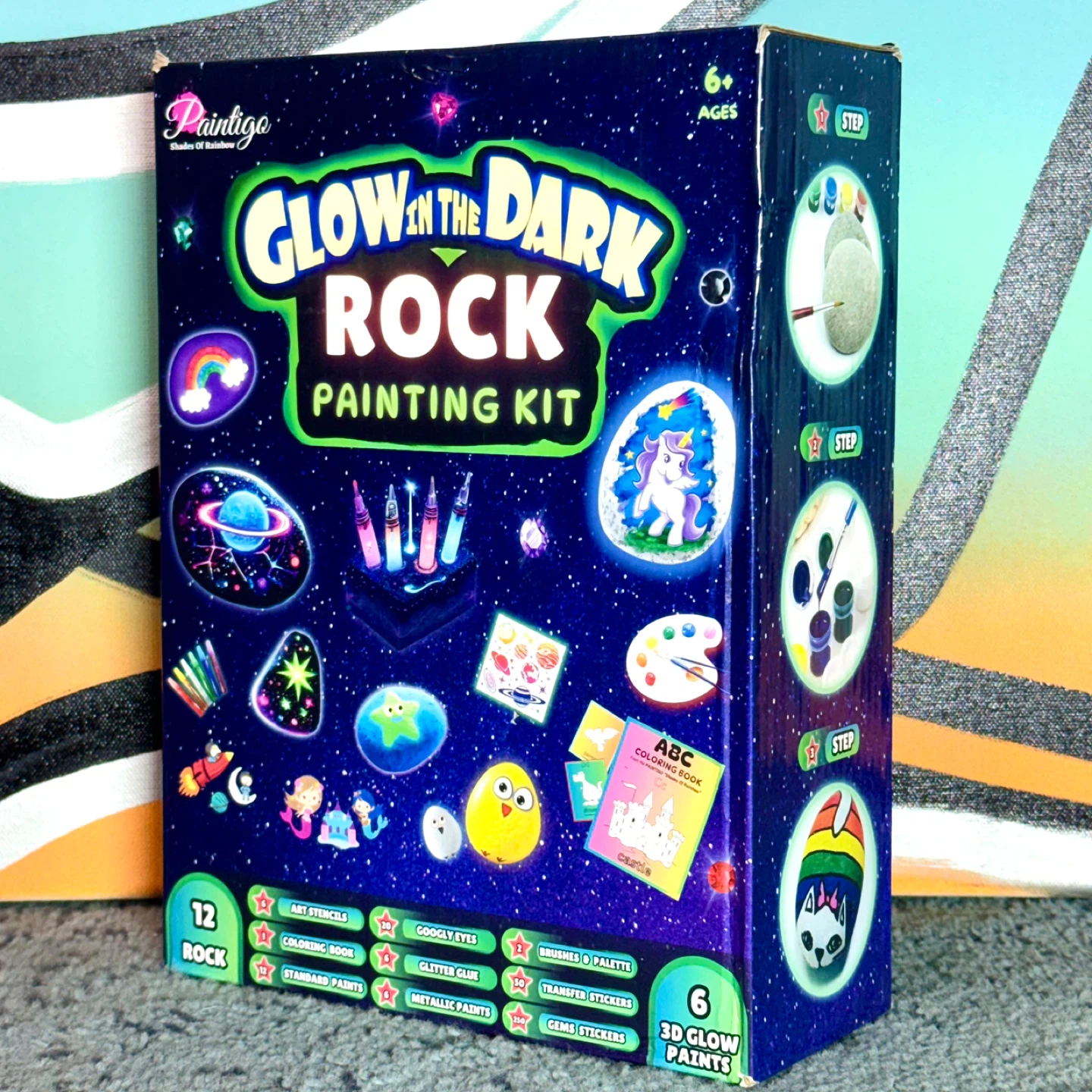 🌟 Glow in the Dark Rock Painting Kit 🎨✨New Kids Craft Set 🪨