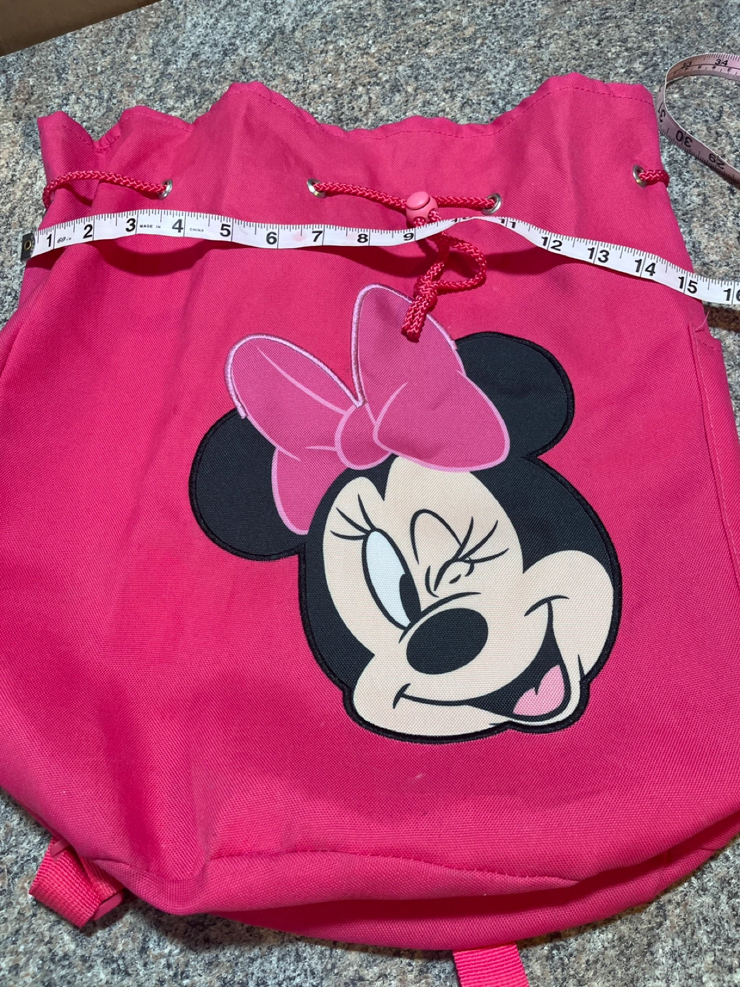 Pink Minnie Mouse Drawstring Bag