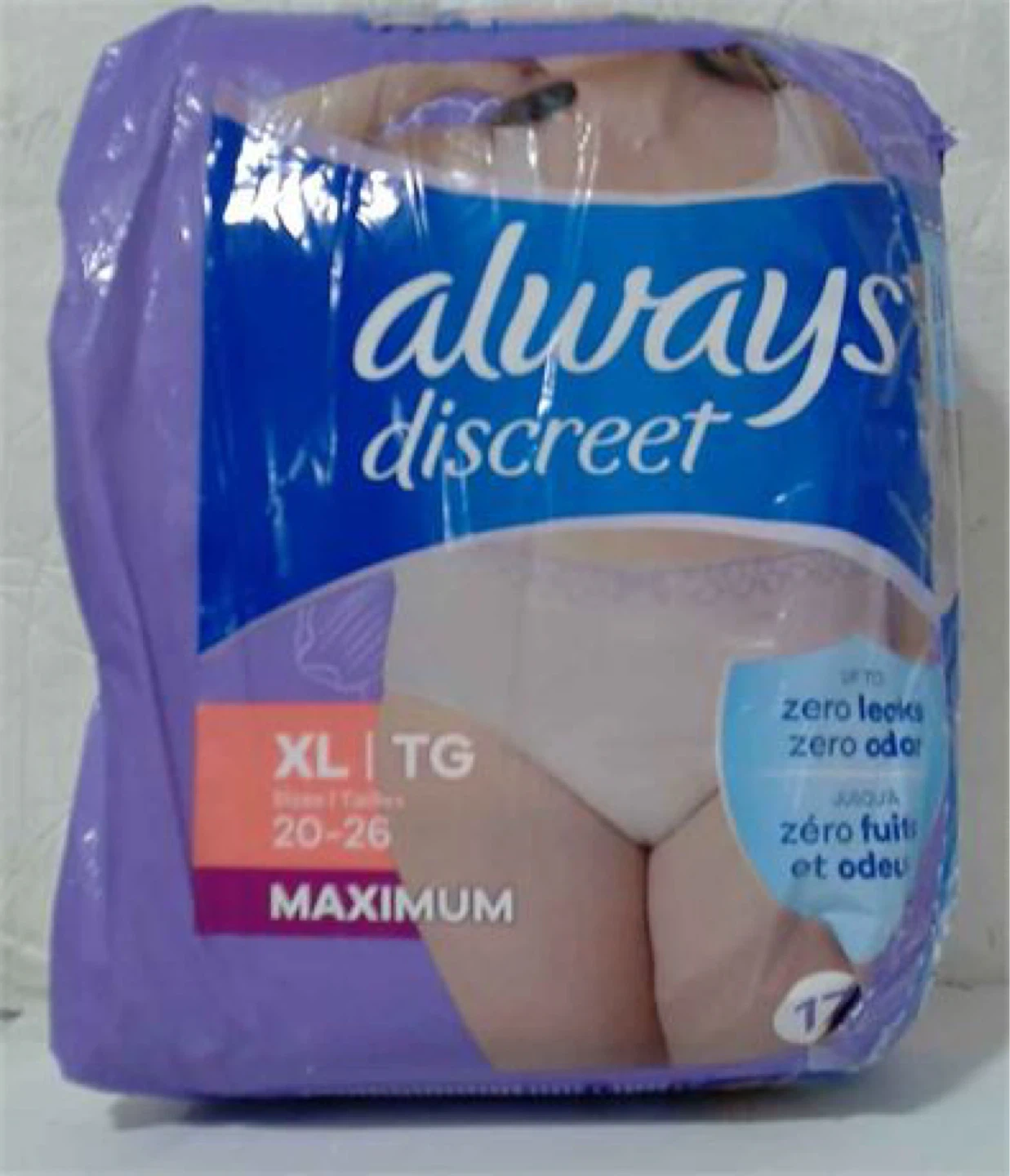 Always Discreet 17 Adult Incontinence Underwear Women, Sz XL