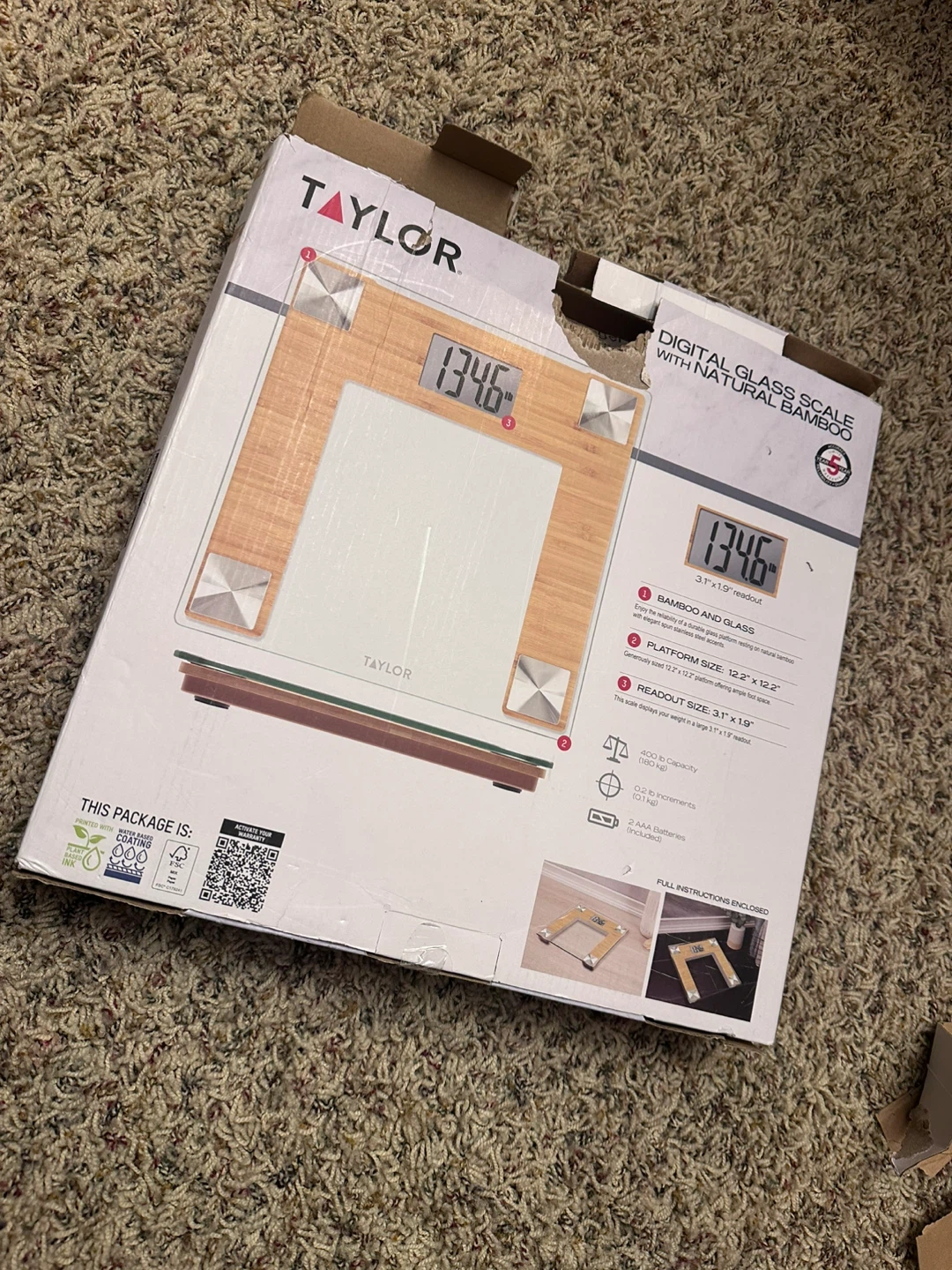 Taylor Digital Glass Scale with Natural Bamboo - photo 3
