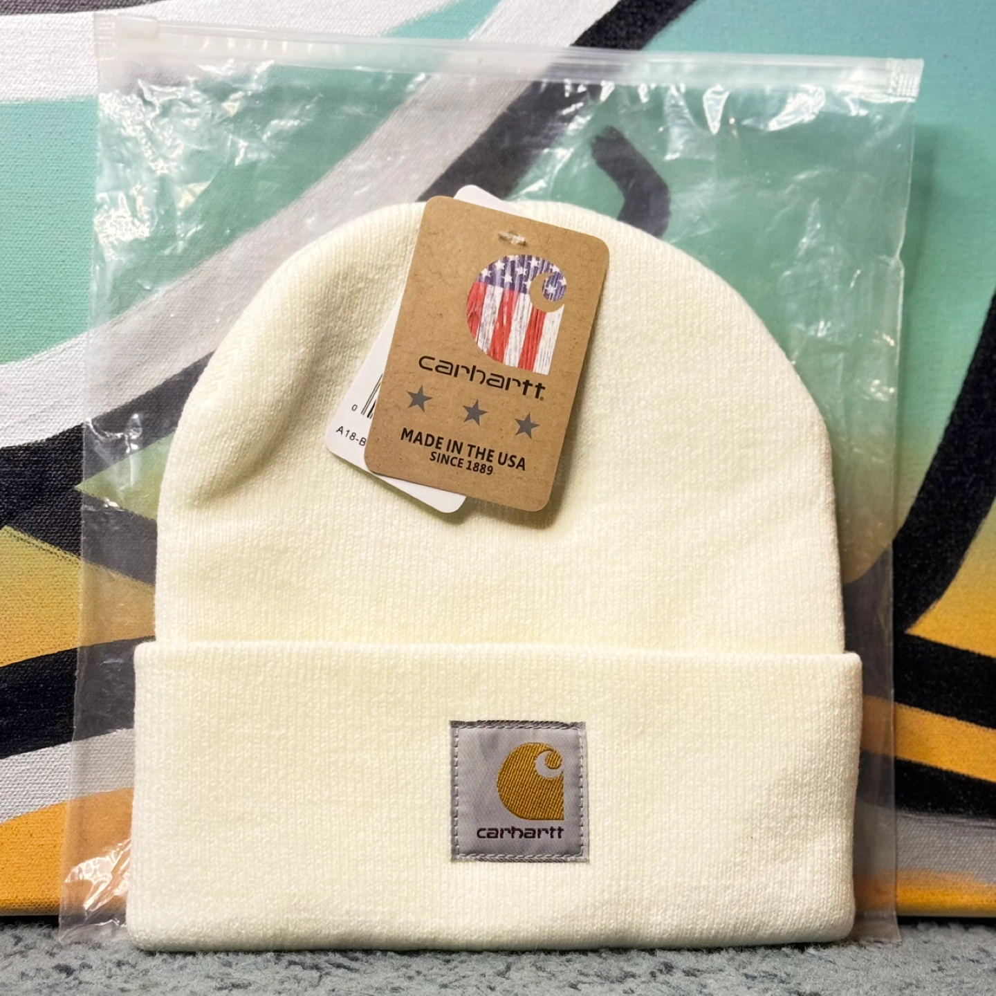 🧢 Carhartt USA Knit Beanie Hat | Cream / Off White | Brand New