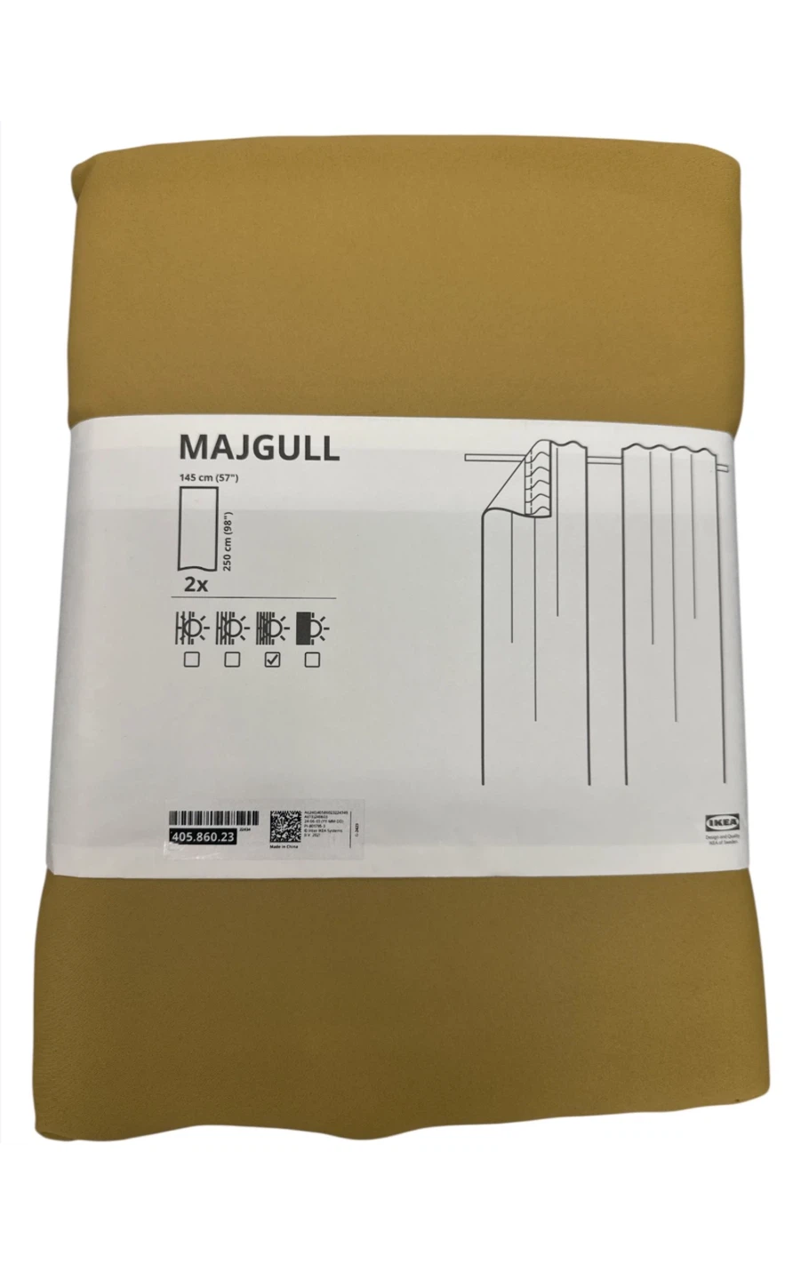 IKEA MAJGULL Curtains - Mustard Yellow (2x 145x250 cm) - photo 2