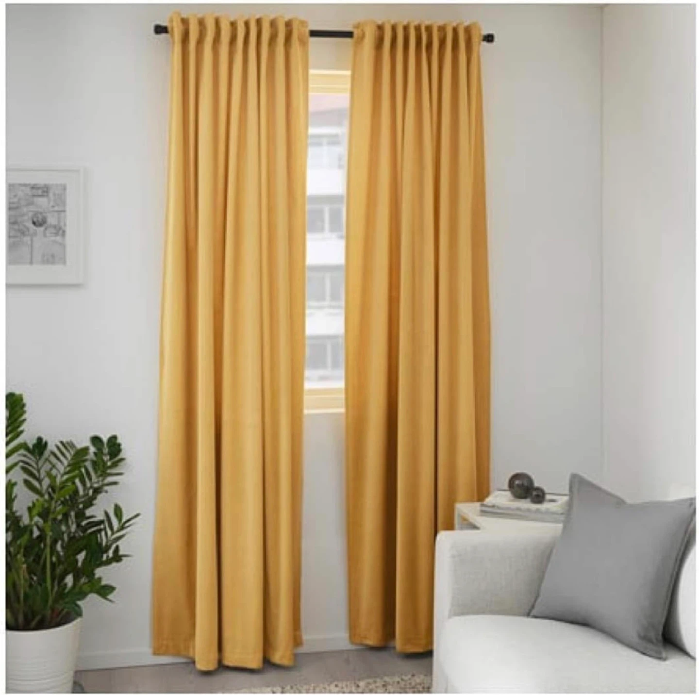 IKEA MAJGULL Curtains - Mustard Yellow (2x 145x250 cm)