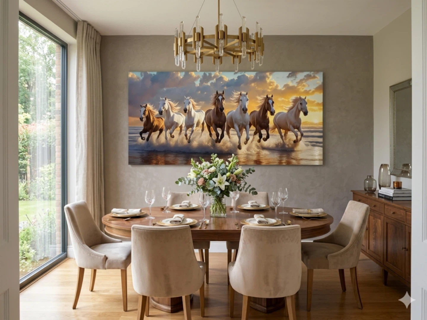 Canvas print of running horses