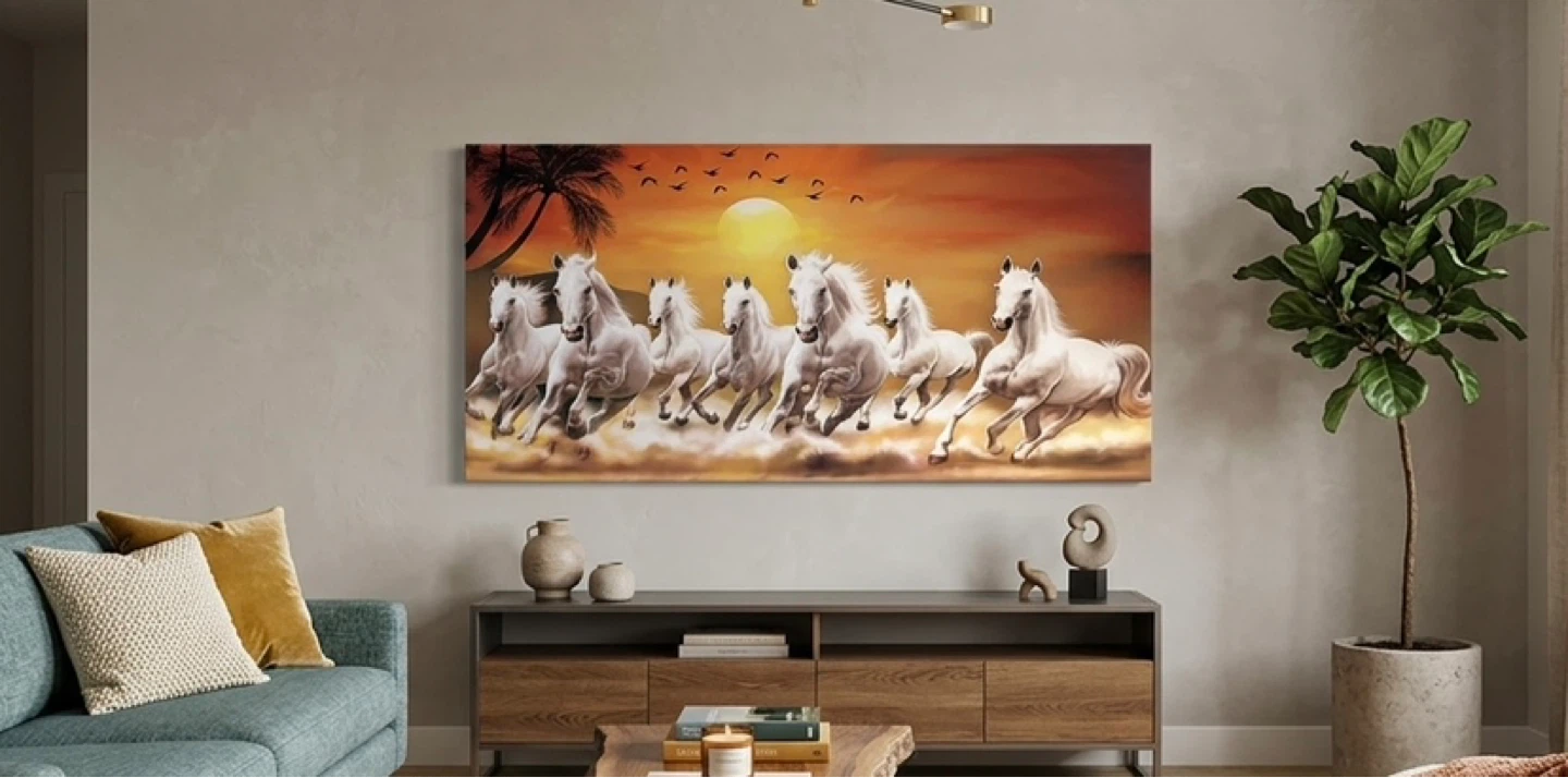 Canvas Print - Seven Running Horses 55x32 inches