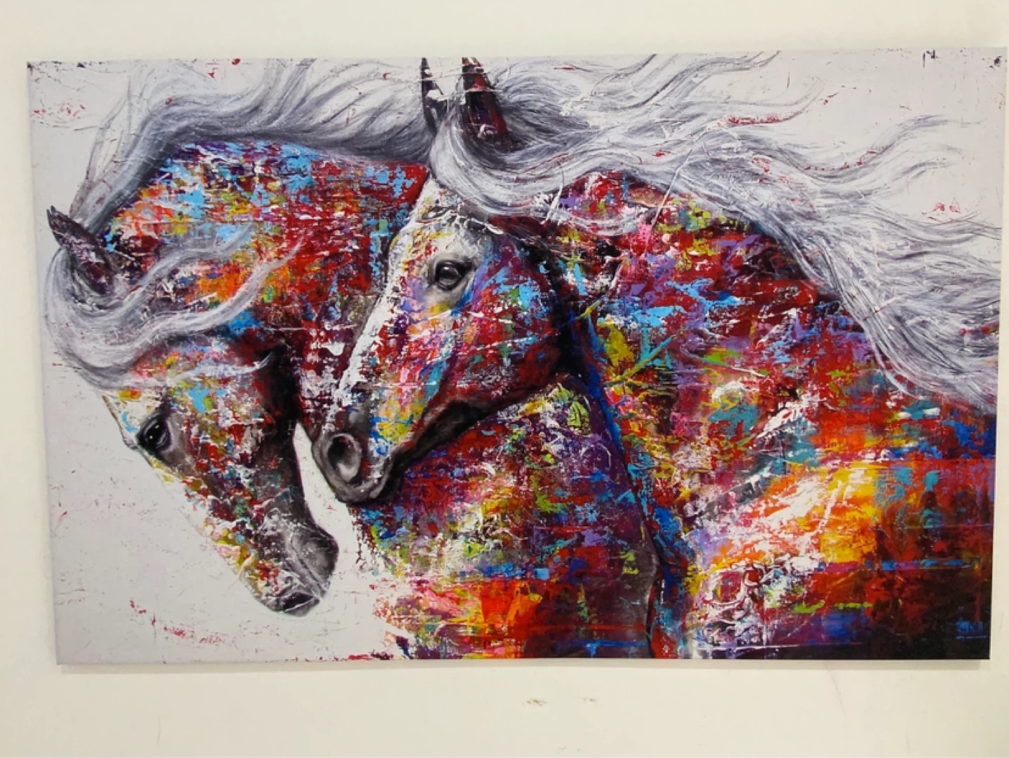 Vibrant Abstract Horse Painting Canvas Wall Art
